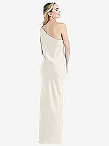Rear View Thumbnail - Ivory One-Shoulder Asymmetrical Maxi Slip Dress