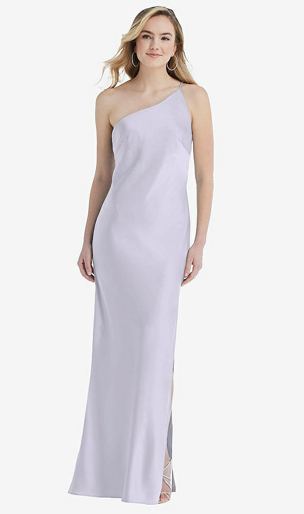 Front View - Silver Dove One-Shoulder Asymmetrical Maxi Slip Dress