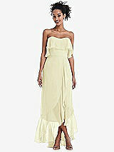 Alt View 1 Thumbnail - Butter Yellow Off-the-Shoulder Ruffled High Low Maxi Dress