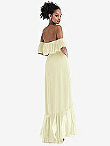 Rear View Thumbnail - Butter Yellow Off-the-Shoulder Ruffled High Low Maxi Dress
