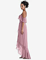 Side View Thumbnail - Dusty Pink Off-the-Shoulder Ruffled High Low Maxi Dress