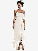 Alt View 1 Thumbnail - Ivory Off-the-Shoulder Ruffled High Low Maxi Dress