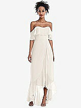 Front View Thumbnail - Ivory Off-the-Shoulder Ruffled High Low Maxi Dress