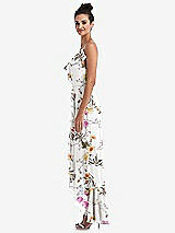 Side View Thumbnail - Butterfly Botanica Ivory Ruffle-Trimmed V-Neck High Low Wrap Dress