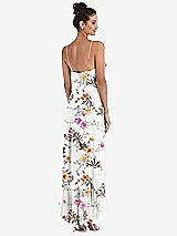 Rear View Thumbnail - Butterfly Botanica Ivory Ruffle-Trimmed V-Neck High Low Wrap Dress