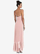 Rear View Thumbnail - Rose Ruffle-Trimmed V-Neck High Low Wrap Dress