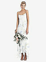 Alt View 1 Thumbnail - Bleu Garden Scoop Neck Ruffle-Trimmed High Low Maxi Dress