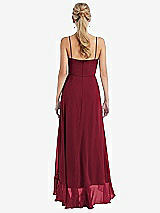 Rear View Thumbnail - Burgundy Scoop Neck Ruffle-Trimmed High Low Maxi Dress