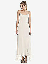 Front View Thumbnail - Ivory Scoop Neck Ruffle-Trimmed High Low Maxi Dress