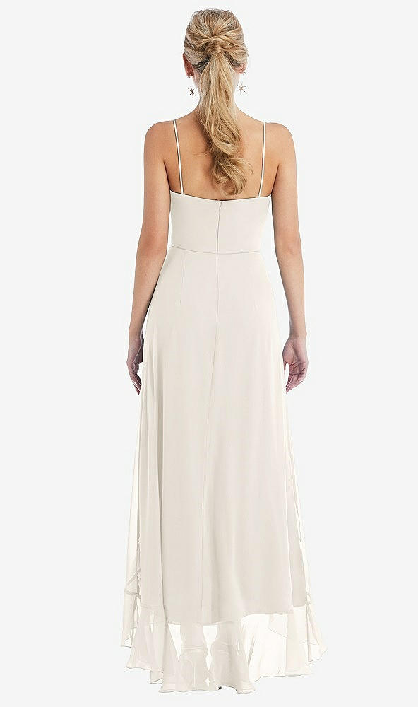 Back View - Ivory Scoop Neck Ruffle-Trimmed High Low Maxi Dress
