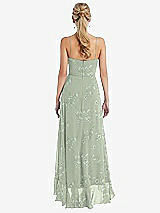 Rear View Thumbnail - Vintage Primrose Sage Scoop Neck Ruffle-Trimmed High Low Maxi Dress
