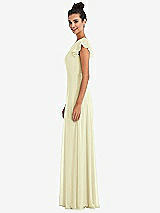 Side View Thumbnail - Butter Yellow Flutter Sleeve V-Keyhole Chiffon Maxi Dress