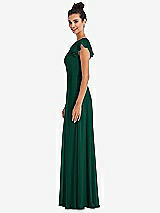 Side View Thumbnail - Hunter Green Flutter Sleeve V-Keyhole Chiffon Maxi Dress