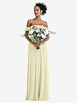 Alt View 2 Thumbnail - Butter Yellow Off-the-Shoulder Ruffle Cuff Sleeve Chiffon Maxi Dress