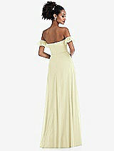 Rear View Thumbnail - Butter Yellow Off-the-Shoulder Ruffle Cuff Sleeve Chiffon Maxi Dress