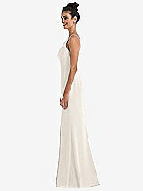 Side View Thumbnail - Ivory Open-Back High-Neck Halter Trumpet Gown