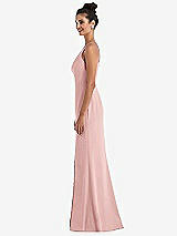 Side View Thumbnail - Rose Open-Back High-Neck Halter Trumpet Gown