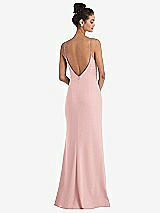 Rear View Thumbnail - Rose Open-Back High-Neck Halter Trumpet Gown