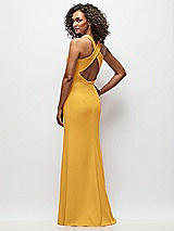 Rear View Thumbnail - NYC Yellow Criss-Cross Cutout Back Maxi Dress with Front Slit