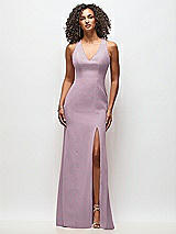 Front View Thumbnail - Suede Rose Criss-Cross Cutout Back Maxi Dress with Front Slit