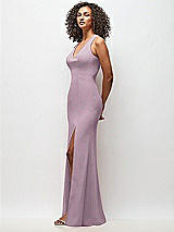 Side View Thumbnail - Suede Rose Criss-Cross Cutout Back Maxi Dress with Front Slit