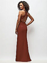 Rear View Thumbnail - Auburn Moon Criss-Cross Cutout Back Maxi Dress with Front Slit