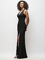 Side View Thumbnail - Black Criss-Cross Cutout Back Maxi Dress with Front Slit