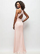 Rear View Thumbnail - Blush Criss-Cross Cutout Back Maxi Dress with Front Slit