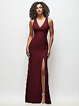 Front View Thumbnail - Cabernet Criss-Cross Cutout Back Maxi Dress with Front Slit