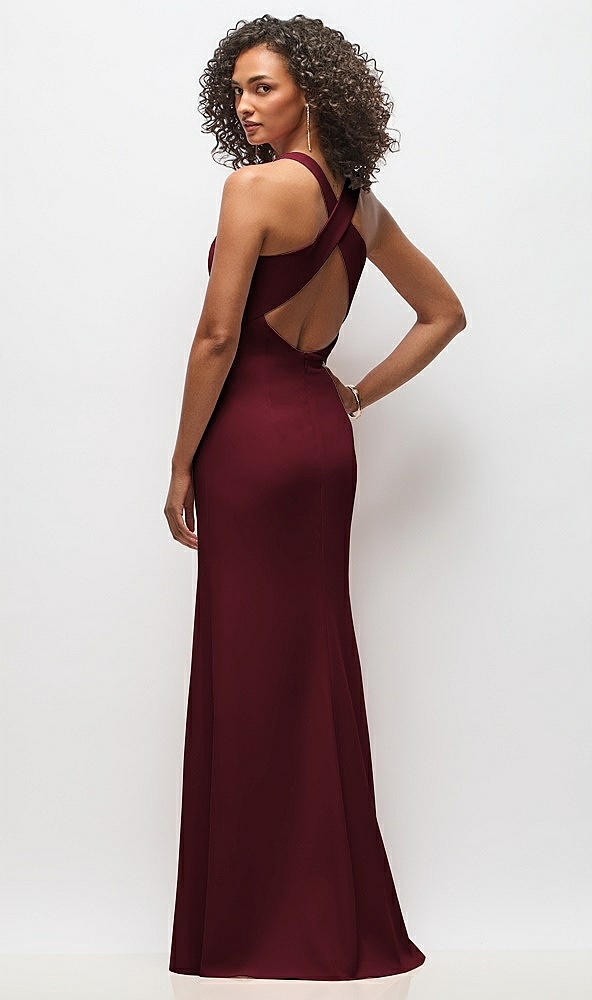 Back View - Cabernet Criss-Cross Cutout Back Maxi Dress with Front Slit