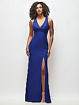 Front View Thumbnail - Cobalt Blue Criss-Cross Cutout Back Maxi Dress with Front Slit