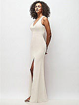Side View Thumbnail - Ivory Criss-Cross Cutout Back Maxi Dress with Front Slit