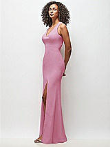 Side View Thumbnail - Powder Pink Criss-Cross Cutout Back Maxi Dress with Front Slit