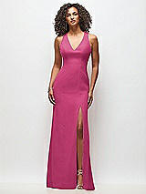 Front View Thumbnail - Tea Rose Criss-Cross Cutout Back Maxi Dress with Front Slit