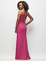 Rear View Thumbnail - Tea Rose Criss-Cross Cutout Back Maxi Dress with Front Slit