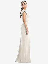 Side View Thumbnail - Ivory Cap Sleeve Open-Back Trumpet Gown with Front Slit