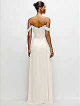 Rear View Thumbnail - Ivory Off-the-Shoulder Draped Neckline Maxi Dress