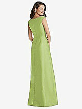 Rear View Thumbnail - Mojito Off-the-Shoulder Draped Wrap Maxi Dress with Pockets