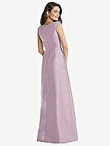 Rear View Thumbnail - Suede Rose Off-the-Shoulder Draped Wrap Maxi Dress with Pockets