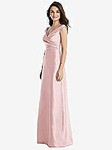 Side View Thumbnail - Ballet Pink Off-the-Shoulder Draped Wrap Maxi Dress with Pockets