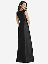 Rear View Thumbnail - Black Off-the-Shoulder Draped Wrap Maxi Dress with Pockets