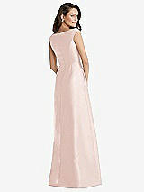 Rear View Thumbnail - Blush Off-the-Shoulder Draped Wrap Maxi Dress with Pockets