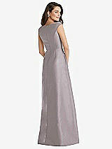 Rear View Thumbnail - Cashmere Gray Off-the-Shoulder Draped Wrap Maxi Dress with Pockets