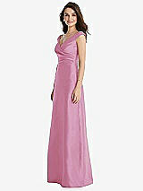 Side View Thumbnail - Powder Pink Off-the-Shoulder Draped Wrap Maxi Dress with Pockets