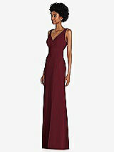 Side View Thumbnail - Cabernet Square Low-Back A-Line Dress with Front Slit and Pockets