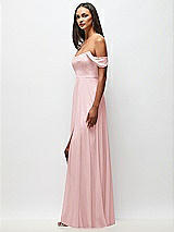 Side View Thumbnail - Ballet Pink Off-the-Shoulder Basque Neck Maxi Dress with Flounce Sleeves