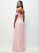 Rear View Thumbnail - Ballet Pink Off-the-Shoulder Basque Neck Maxi Dress with Flounce Sleeves