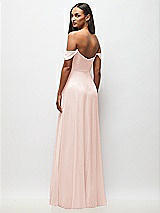 Rear View Thumbnail - Blush Off-the-Shoulder Basque Neck Maxi Dress with Flounce Sleeves