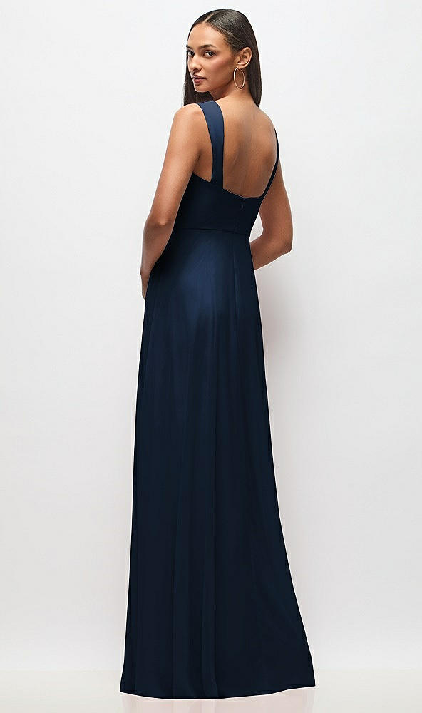 Back View - Midnight Navy Contoured Wide Strap Sweetheart Maxi Dress