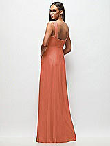 Rear View Thumbnail - Terracotta Copper Contoured Wide Strap Sweetheart Maxi Dress